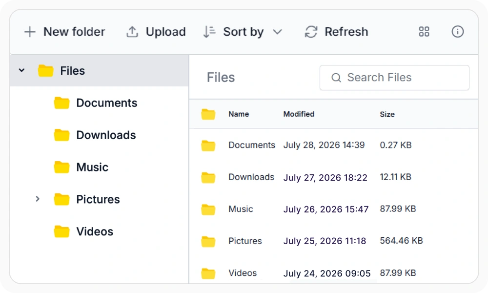 React File Manager with toolbar.