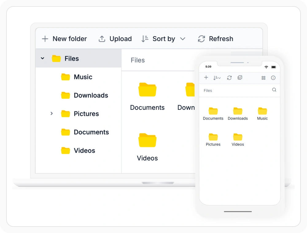 React File Manager with responsive layout adapting to different screen sizes