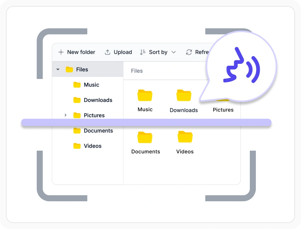 React File Manager with clear screen-reader labels for files and commands