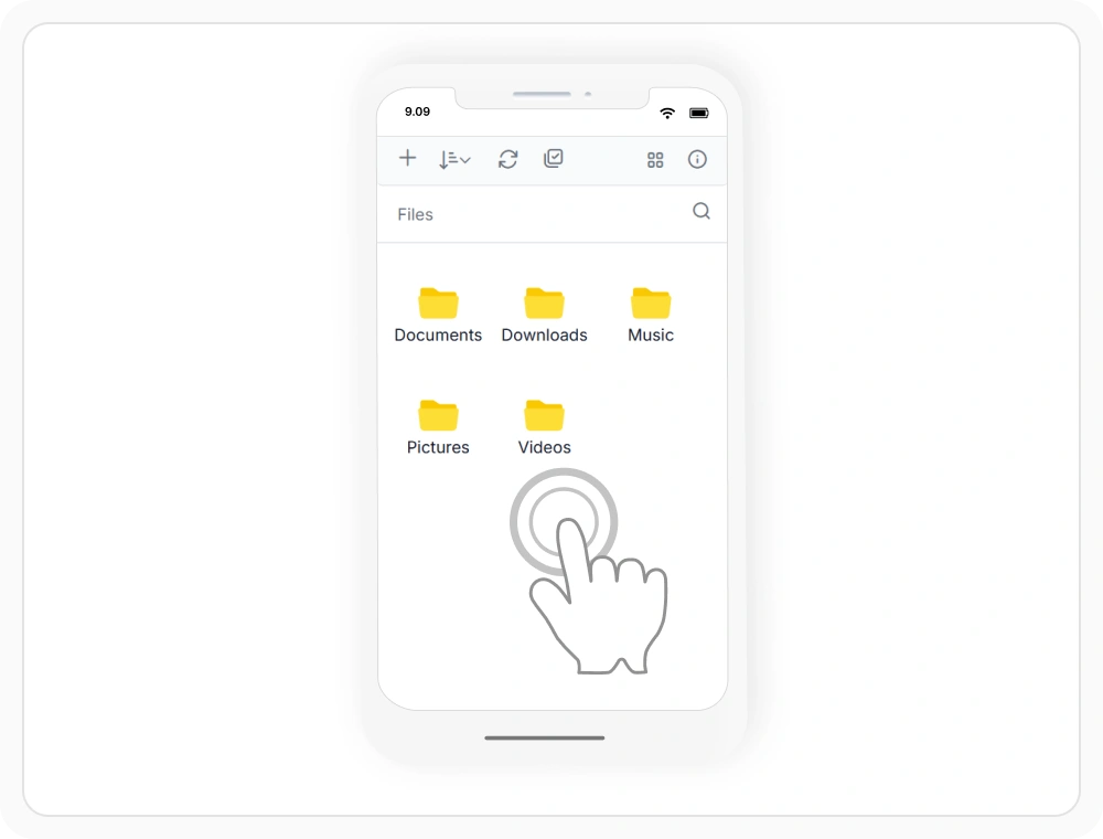 React File Manager with touch-friendly controls on a mobile device