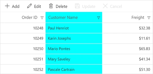 Foreign key column with look-up data in React Data Grid.