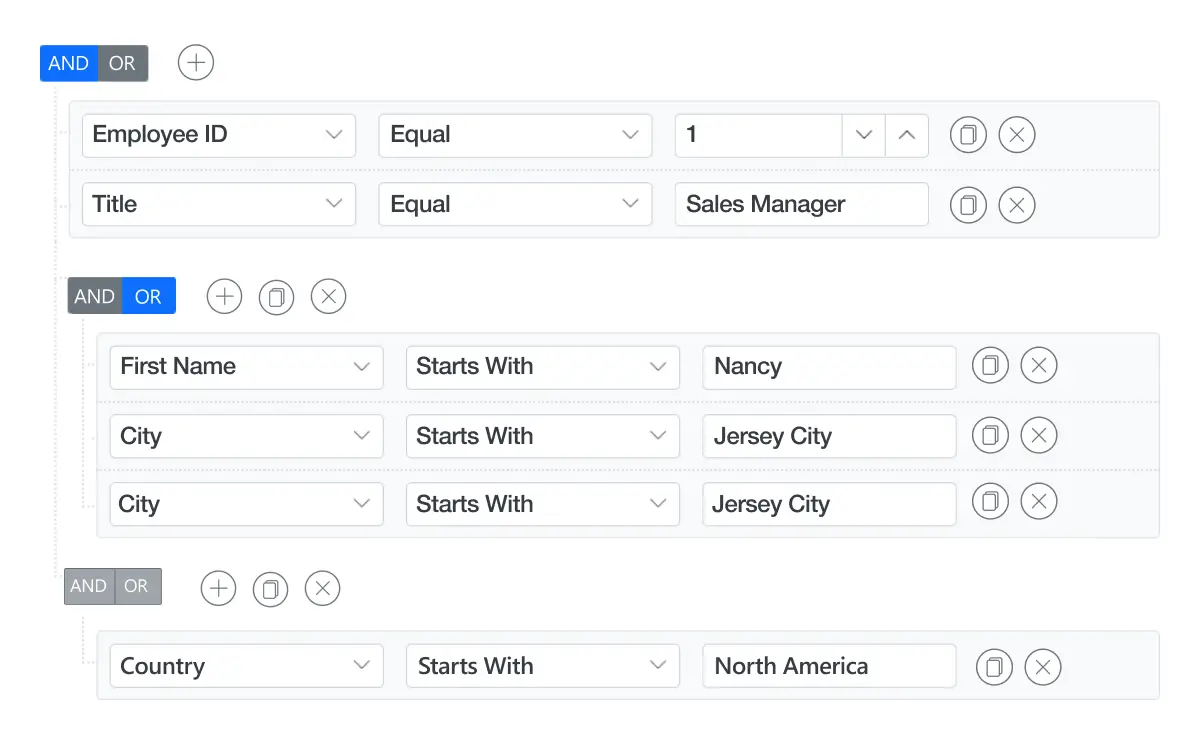Clone in React Query Builder.