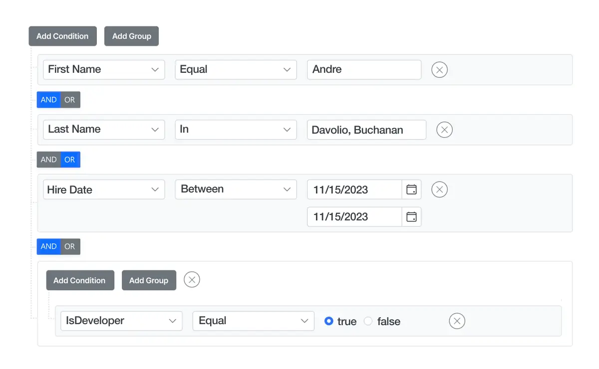 Separate connector in React Query Builder.