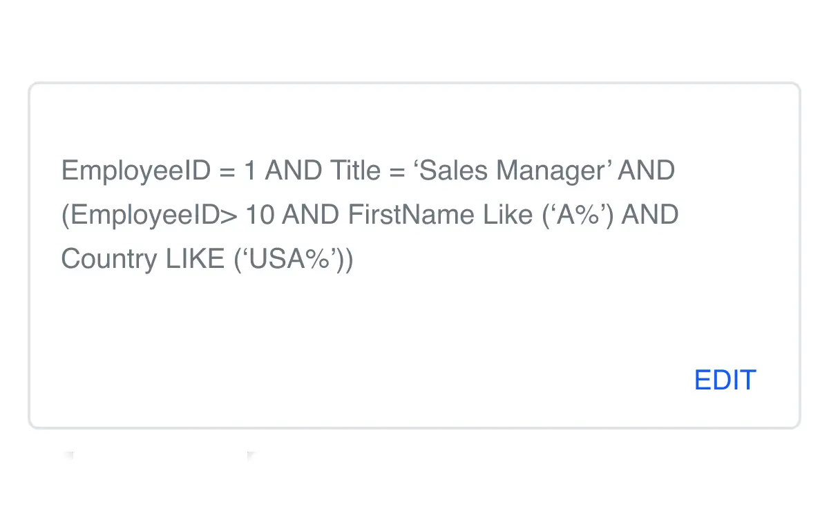 React Query Builder with summary view.