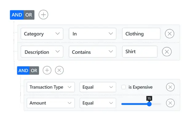 React Query Builder with value template.
