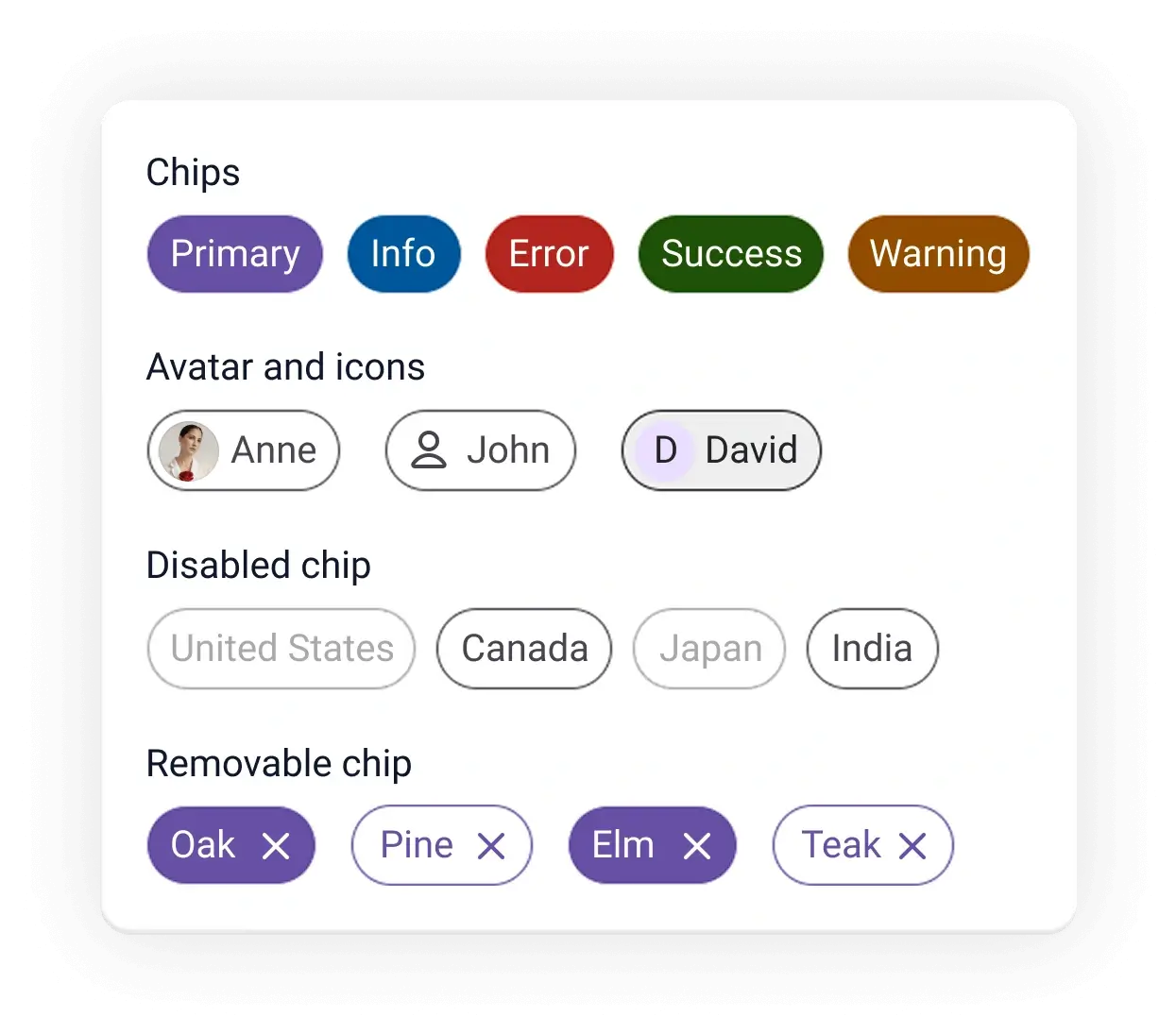 React chip component