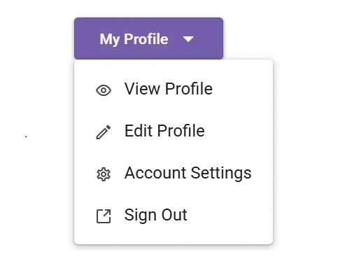 React Dropdown pop-up menu with a list of action items containing text and icons