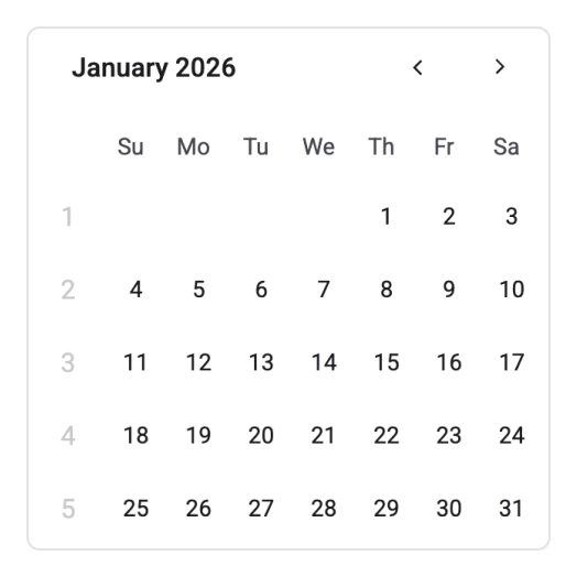 Week number in React Calendar