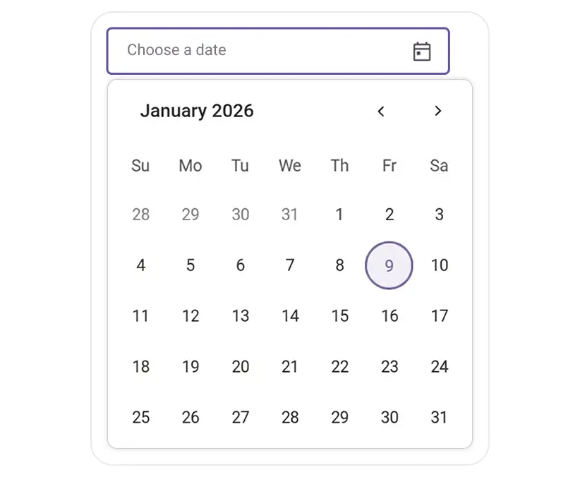 React DatePicker component.