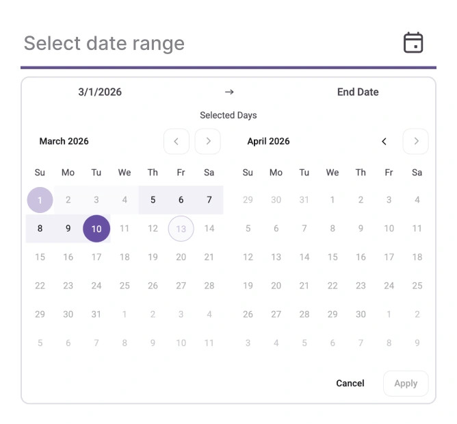 React DateRangePicker specific date restrictions.