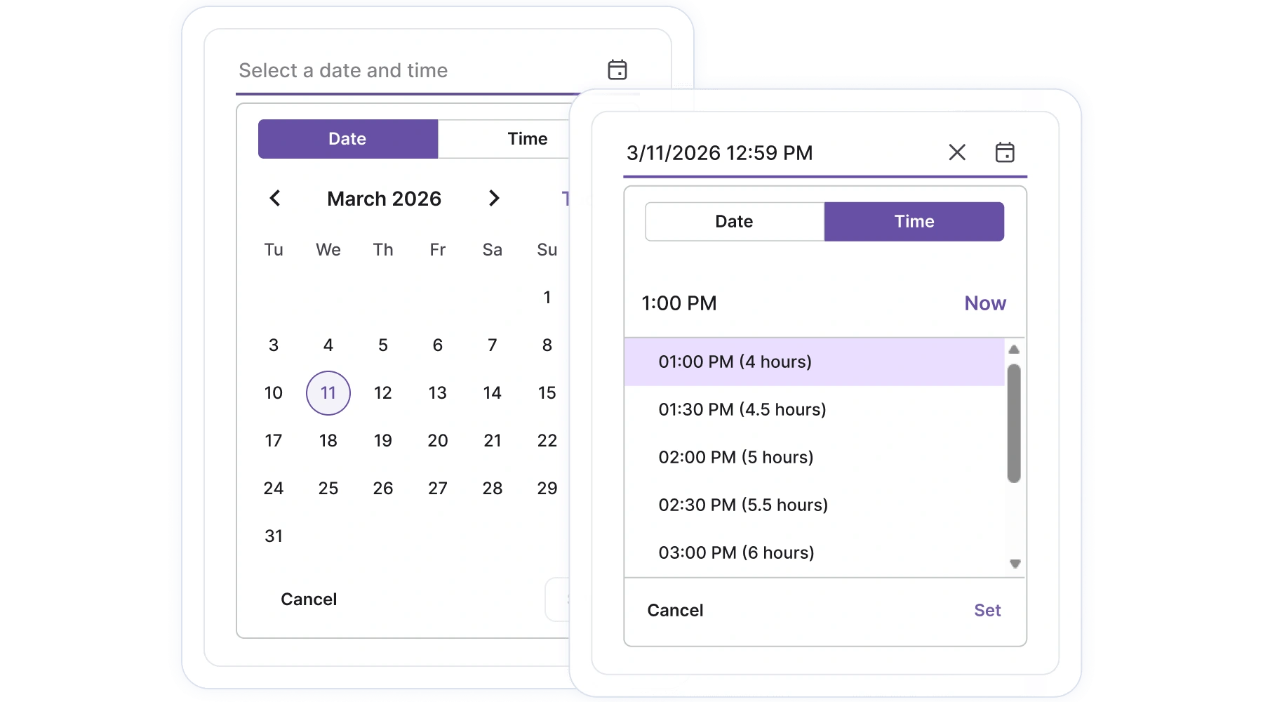 React DateTime Picker component.