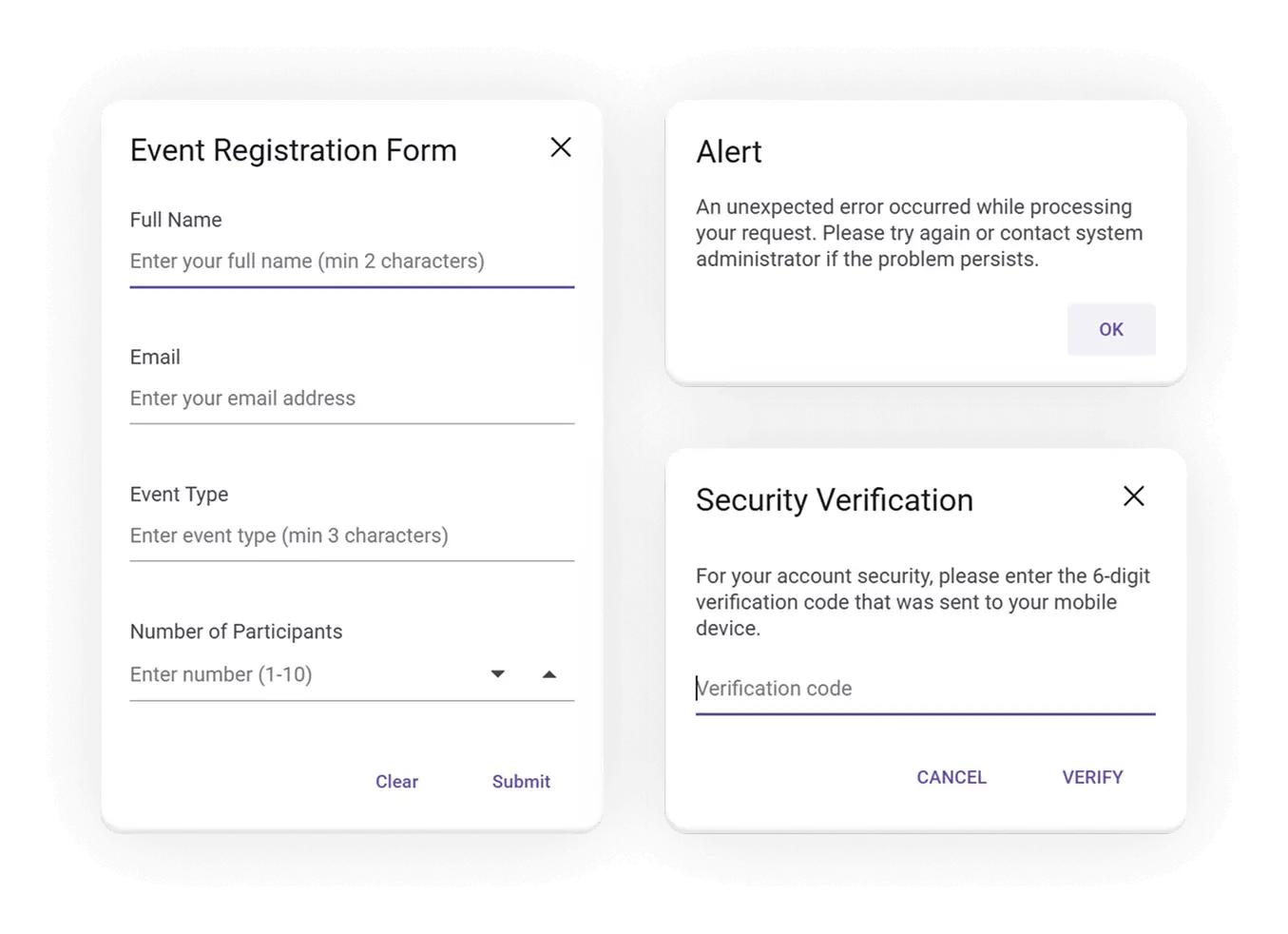 React Dialog component