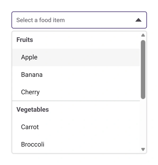 Dropdown with grouping