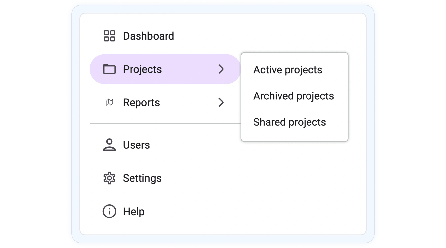 React Menu component showing horizontal navigation items.