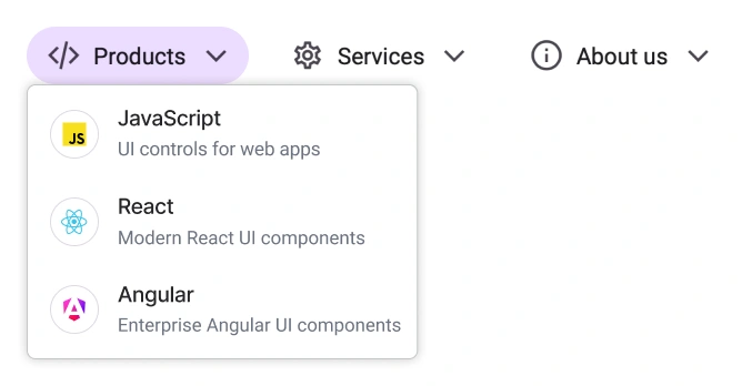 React Menu custom template