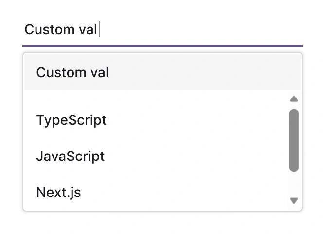 React MultiSelect Dropdown with tagging of custom values.