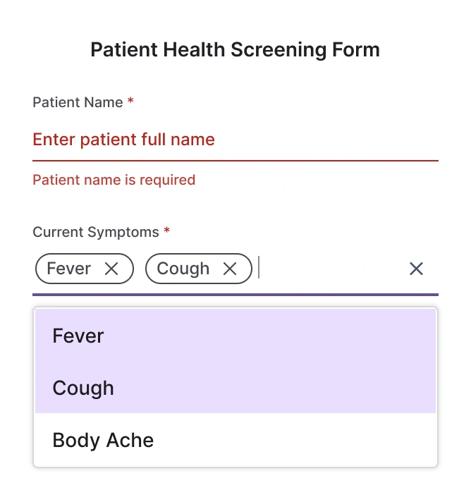 React MultiSelect Dropdown with HTML form validation.