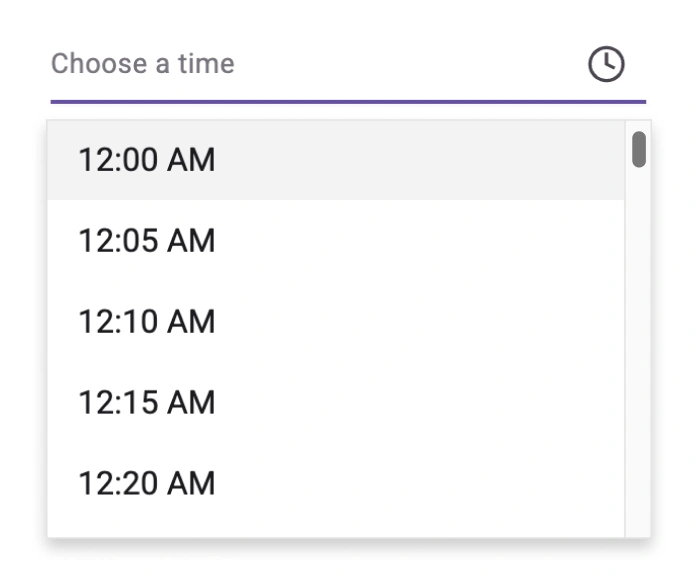 Step interval in React TimePicker