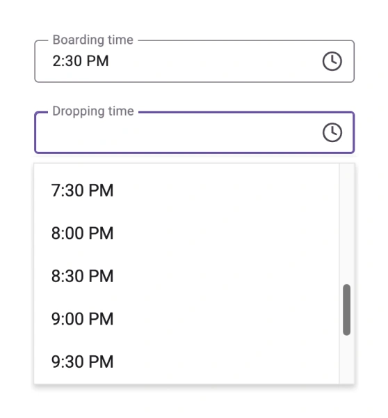 Time range in React TimePicker