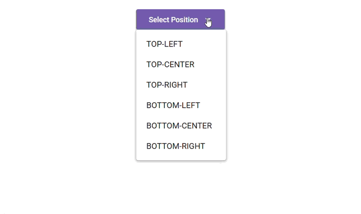 React toast position