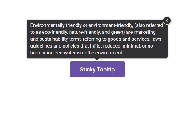 React sticky tooltip