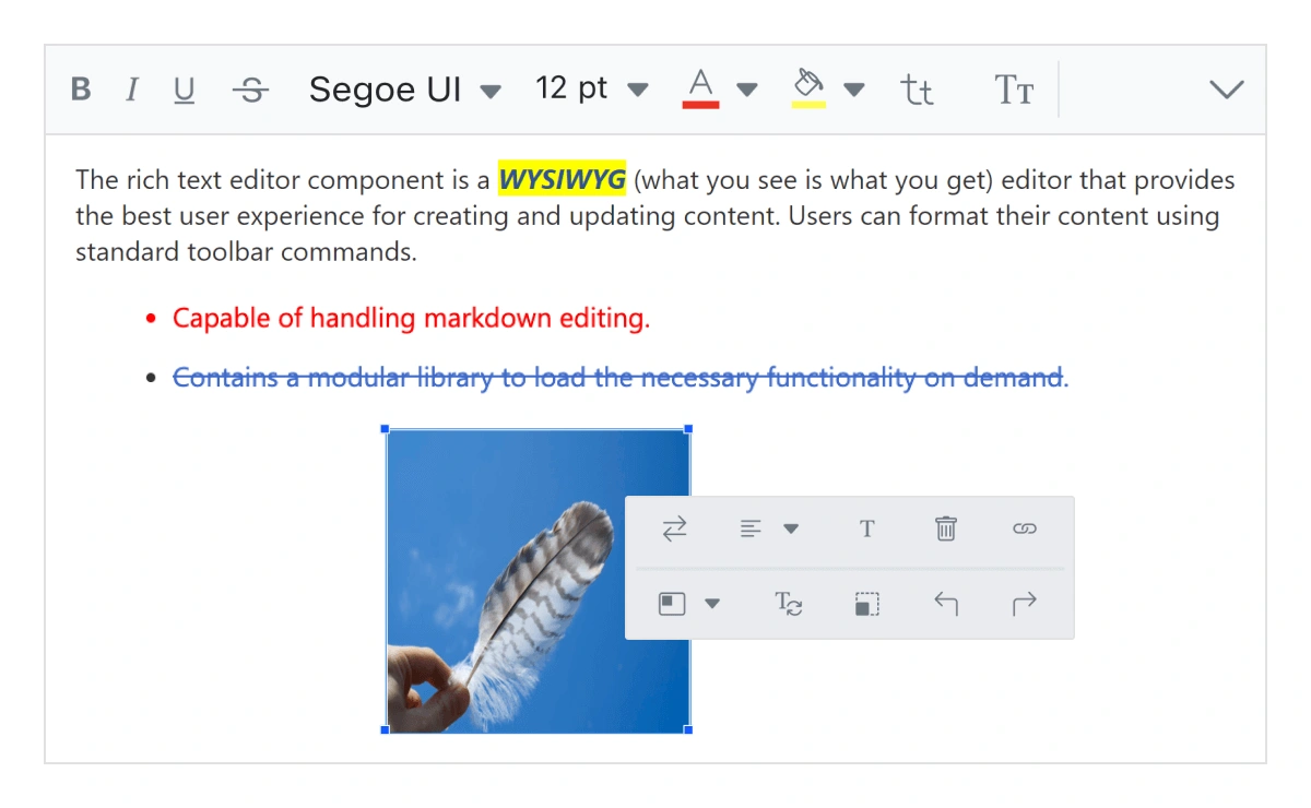React Rich Text Editor formatting text.