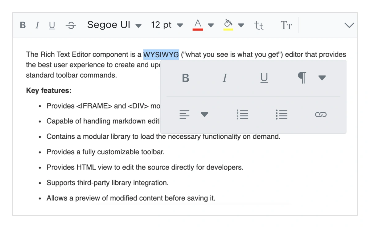 React WYSIWYG inline HTML editor.