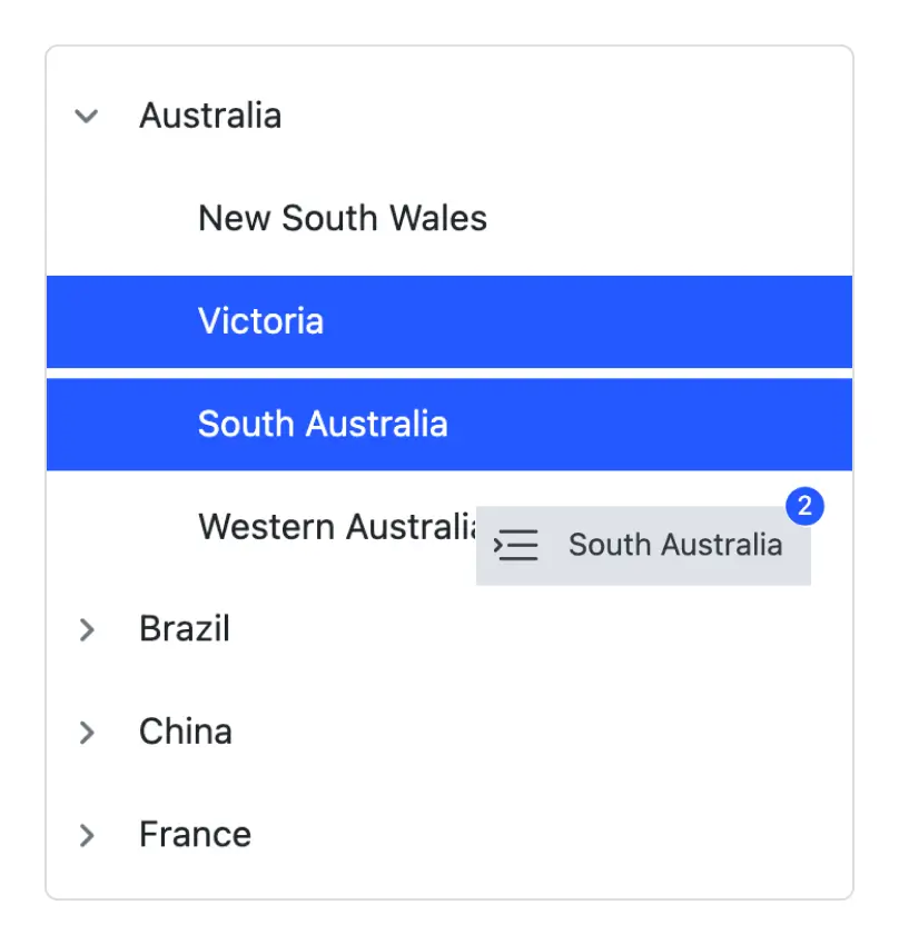 React Tree View multiple node drag and drop.