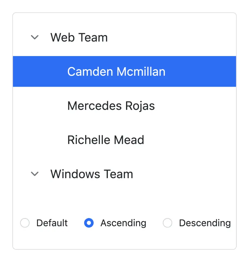 React Tree View Sorting tree nodes.
