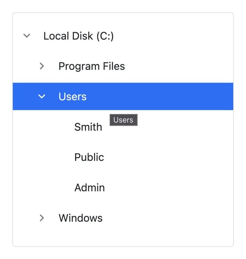React Tree View tooltip.