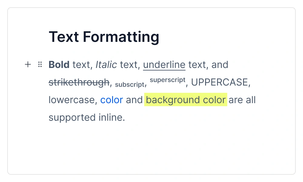 Angular Block Editor formatting text