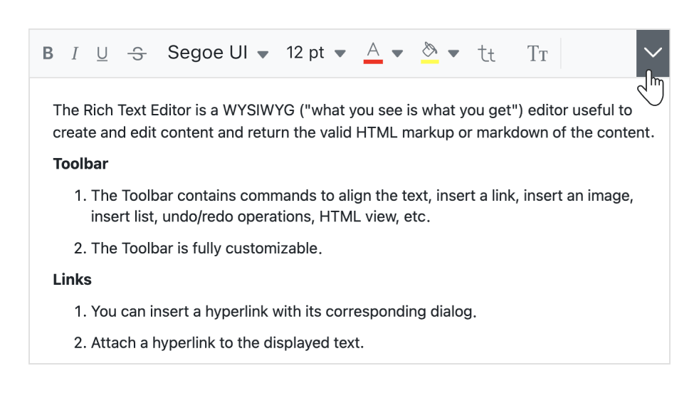 Angular WYSIWYG HTML editor with expand toolbar.