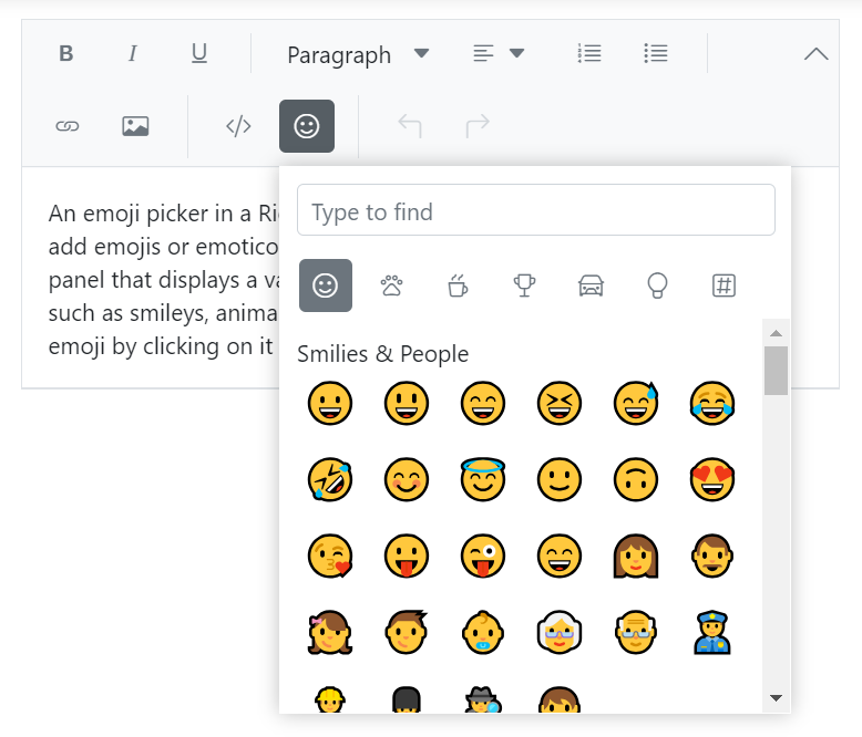 ASP.NET MVC Rich Text Editor with emoji.