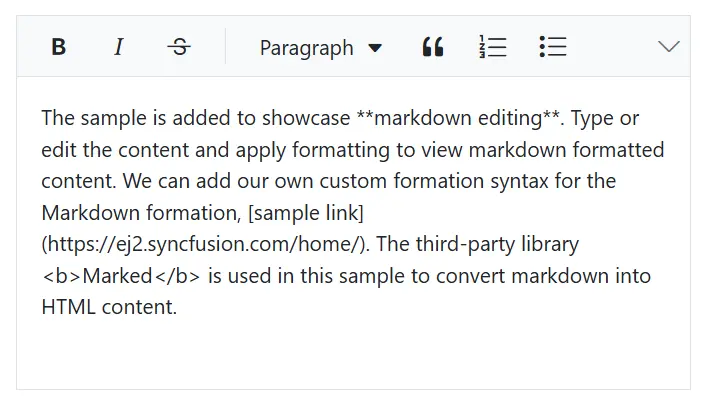 The Blazor Markdown editor mode with expanded toolbar.