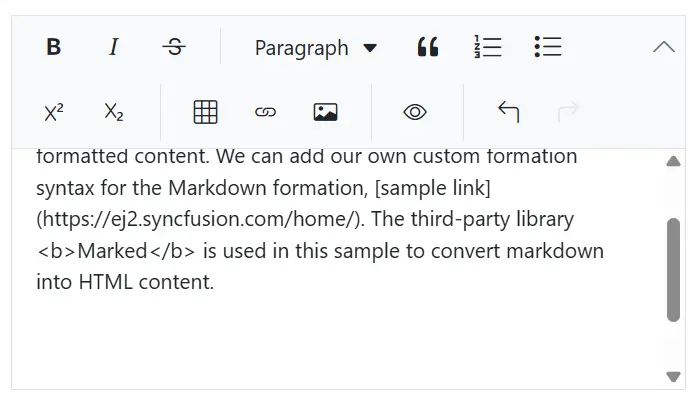 The Blazor Markdown editor mode with floating roolbar.