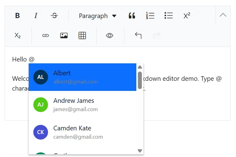 Markdown mention integration