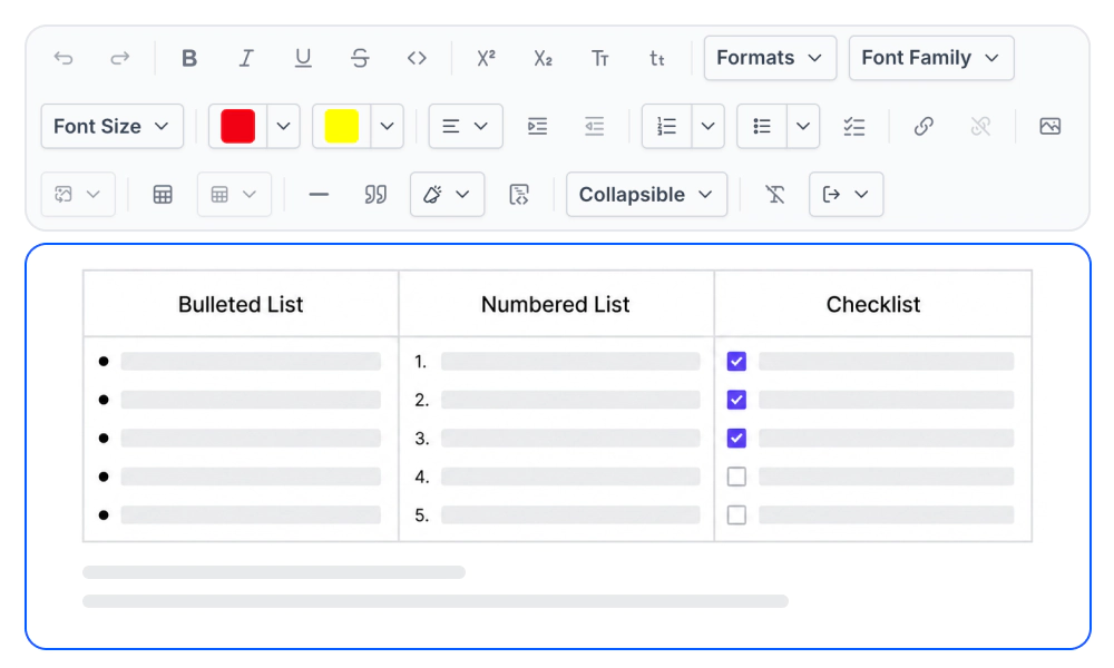 Headless Editor lists and task lists.