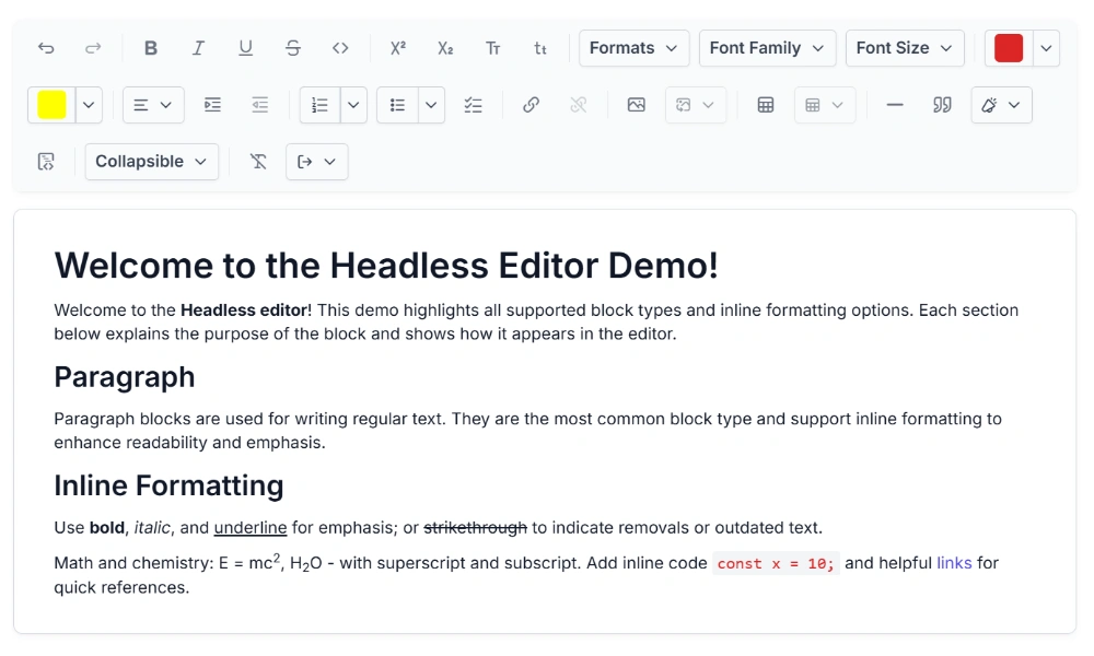 Headless Editor preview.