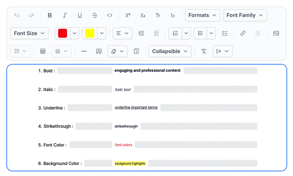 Headless Editor rich text formatting.