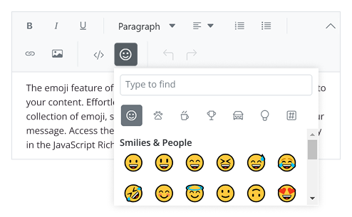 JavaScript Rich Text Editor with emoji.