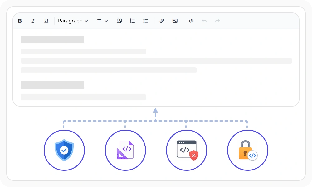 React Rich Text Editor content security 