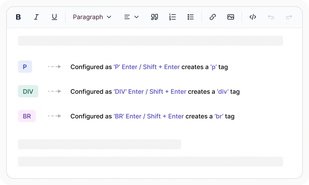 React Rich Text Editor enter key configuration.