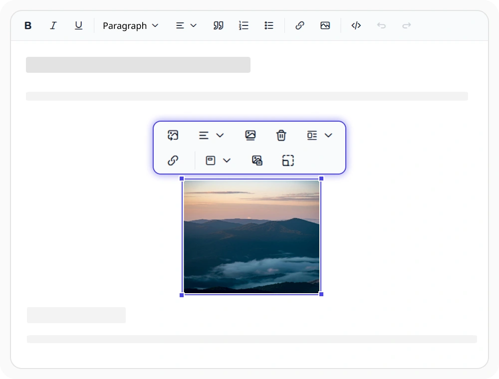 React Rich Text Editor customize image formatting and layout