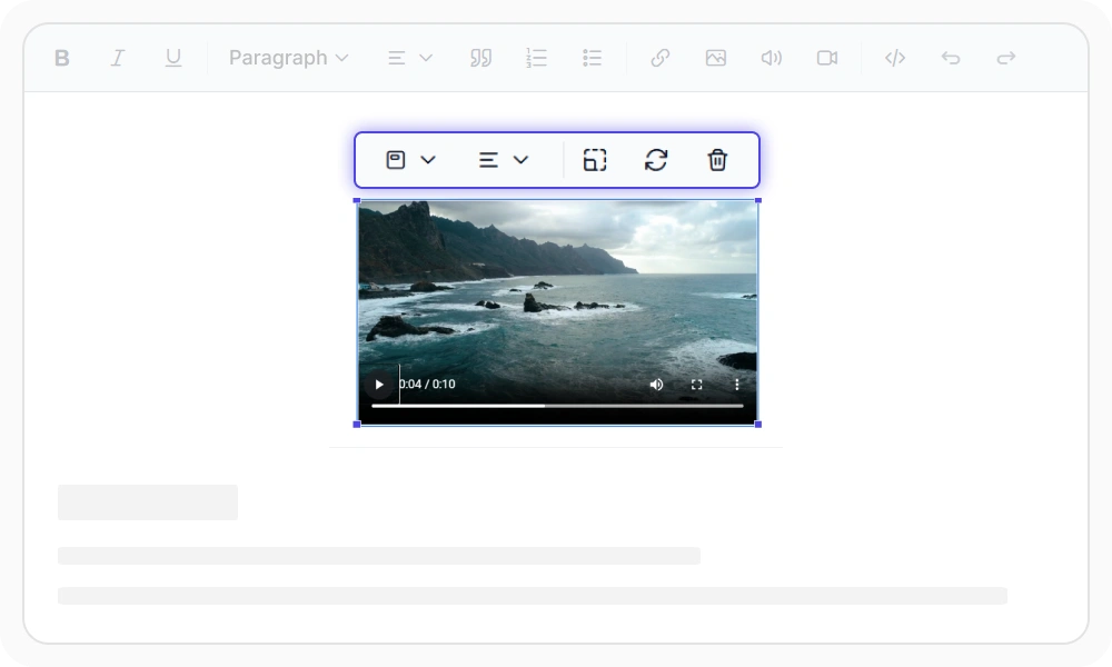 Insert videos in React Rich Text Editor.