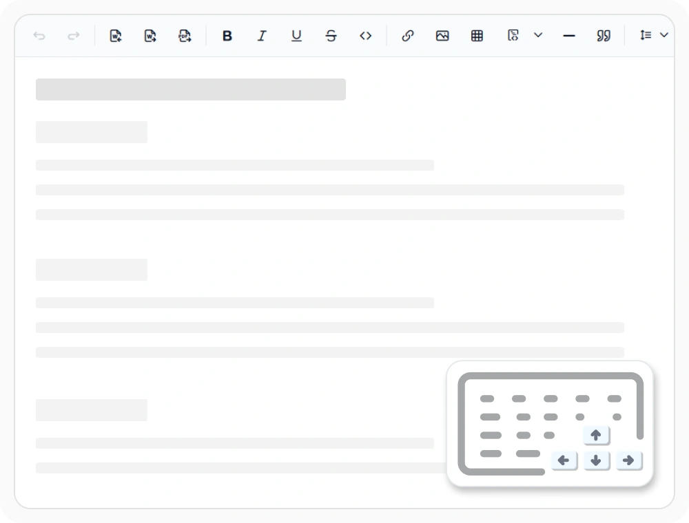 React Rich Text Editor keyboard navigation and shortcuts