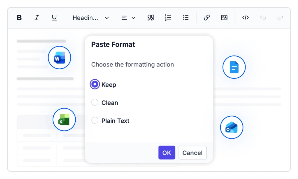 React Rich Text Editor paste cleanup.