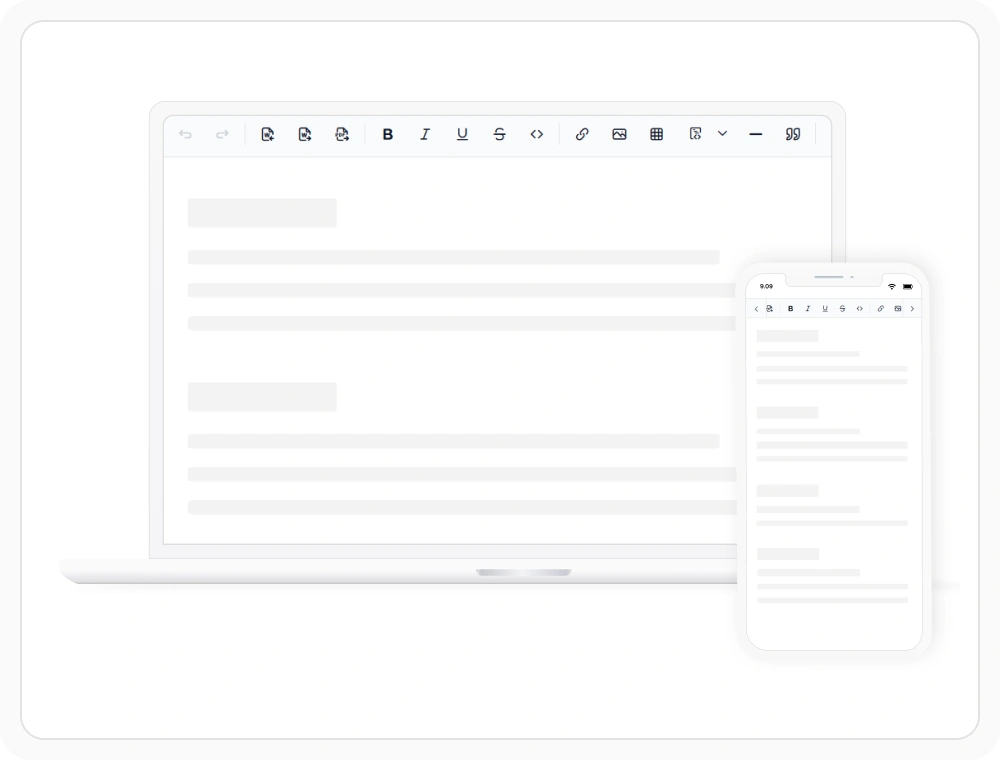 React Rich Text Editor responsive design for any device