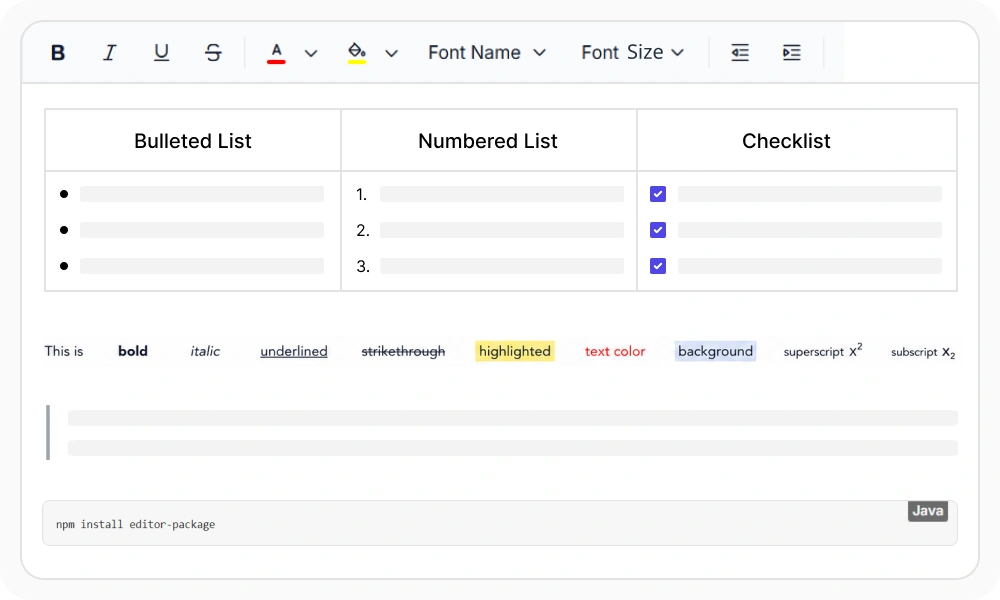 React Rich Text Editor formatting text.