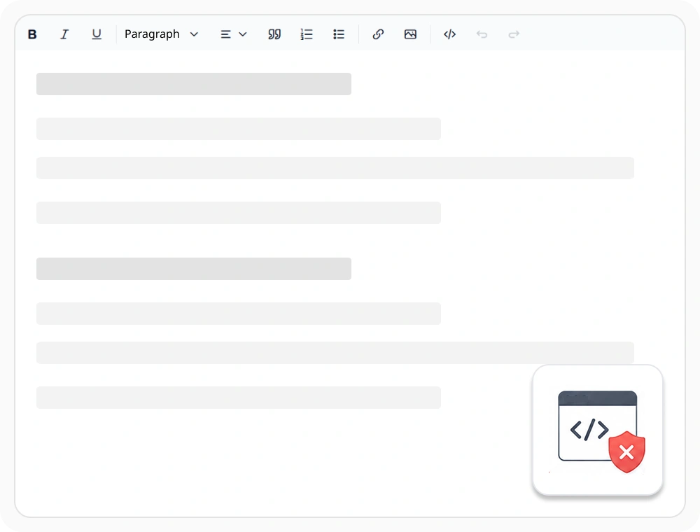 React Rich Text Editor XSS protection