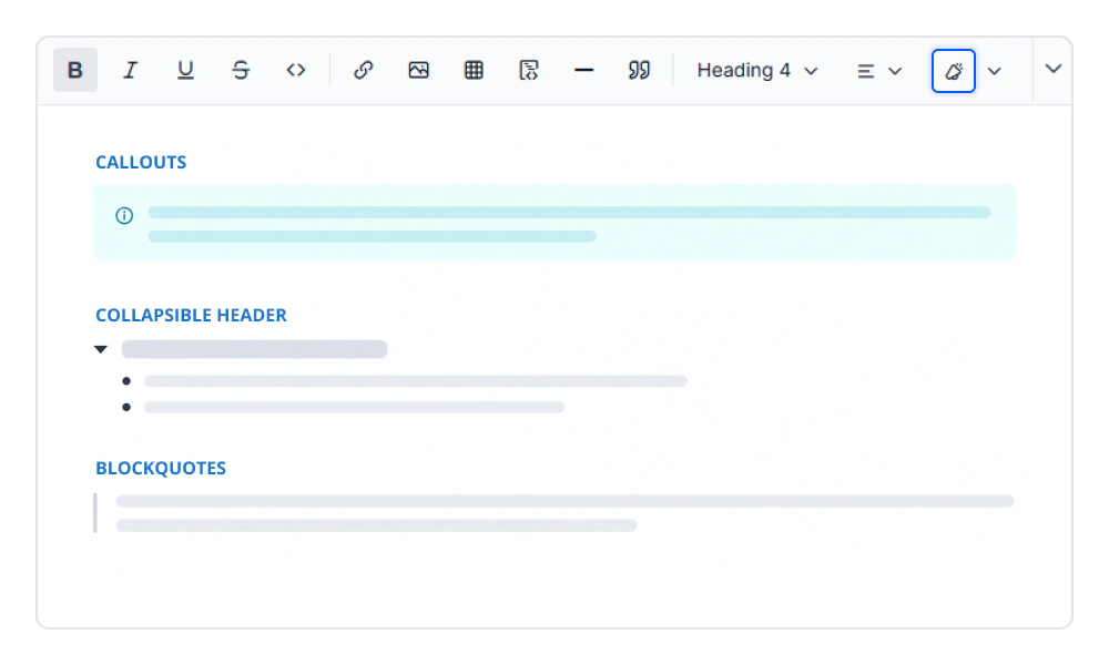 Vue Modern Rich Text Editor block formatting.